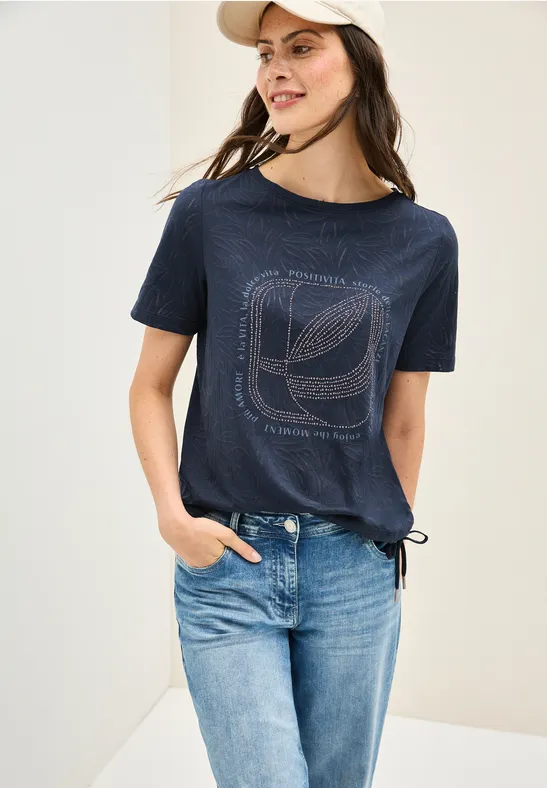 Damen T-Shirt mit Grafikdruck und Strasssteinen