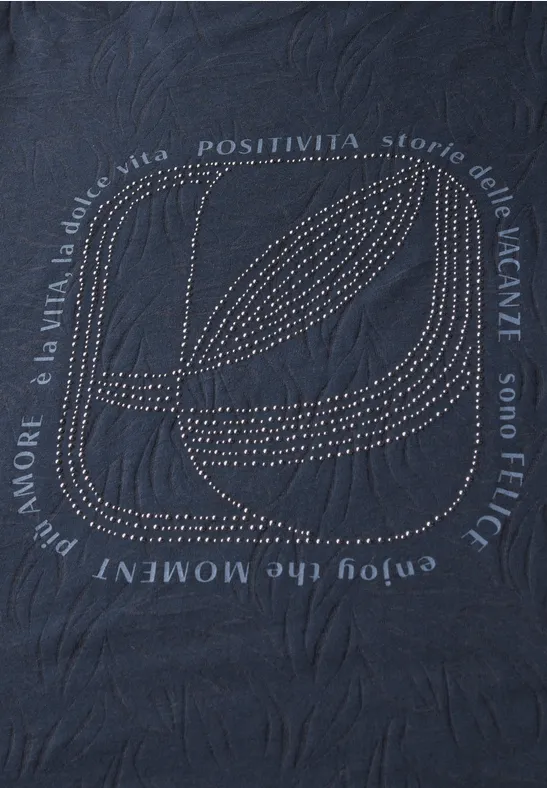 Damen T-Shirt mit Grafikdruck und Strasssteinen