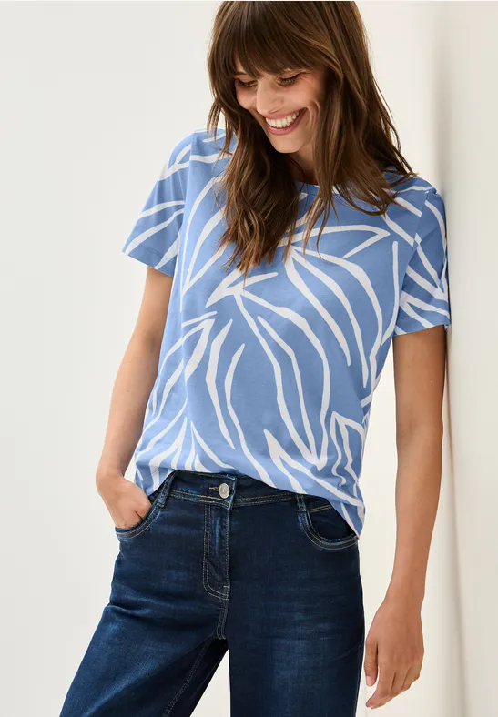 T-Shirt aus Baumwolle mit Blumendruck