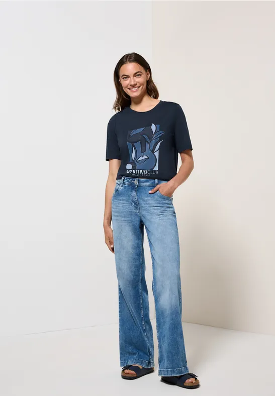 T-Shirt mit Grafikprint aus Baumwollmischung