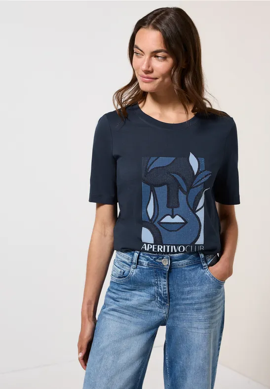 T-Shirt mit Grafikprint aus Baumwollmischung