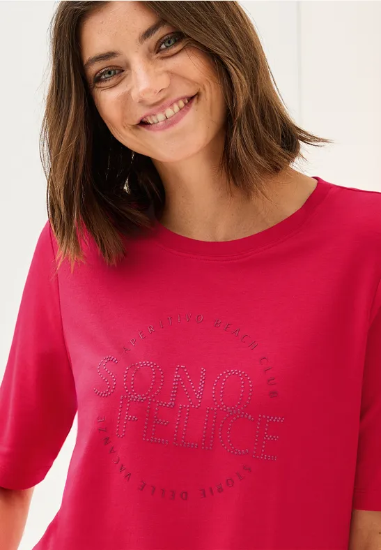 Lässiges T-Shirt mit Grafik-Schriftzug