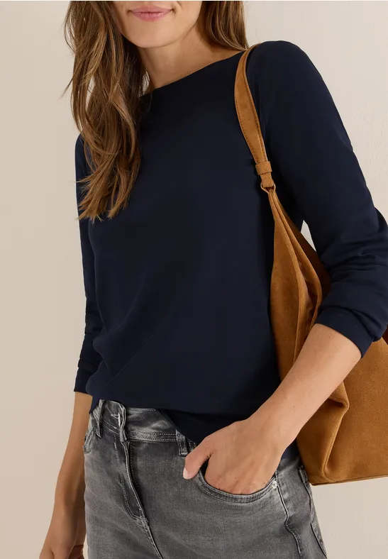 Schlichtes, marineblaues Langarmshirt