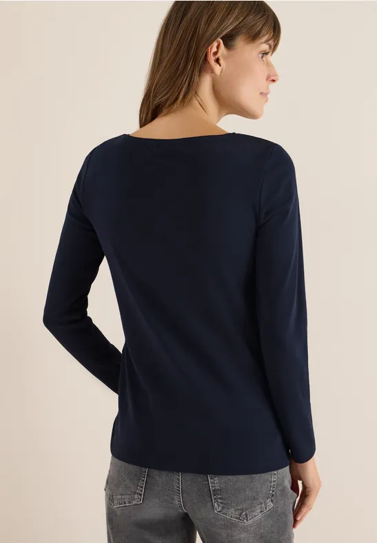 Schlichtes, marineblaues Langarmshirt