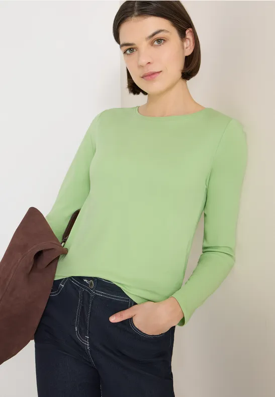 Lässiges Langarmshirt mit U-Boot-Ausschnitt