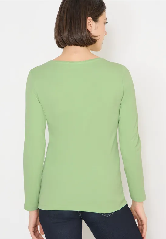 Lässiges Langarmshirt mit U-Boot-Ausschnitt