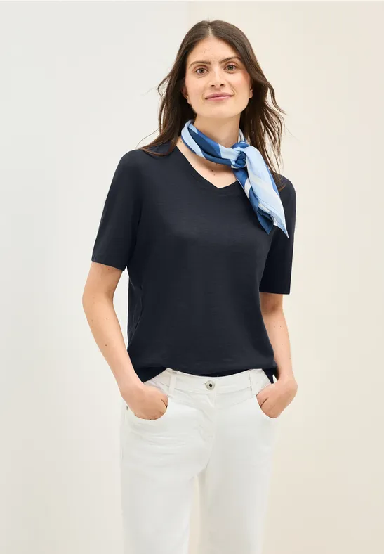 Basic V-Ausschnitt Kurzarm T-Shirt