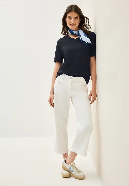 Basic V-Ausschnitt Kurzarm T-Shirt