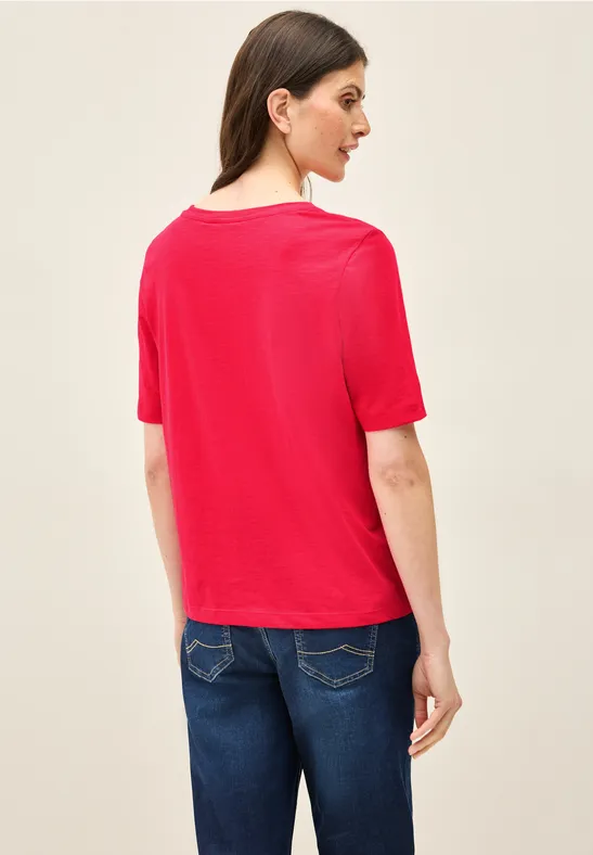 Damen Basic T-Shirt mit V-Ausschnitt