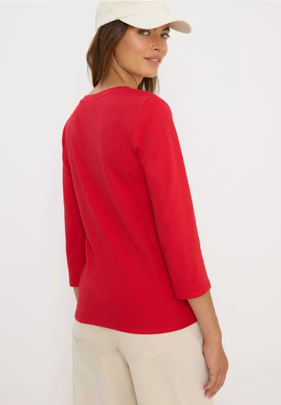 Damen Basic T-Shirt mit V-Ausschnitt