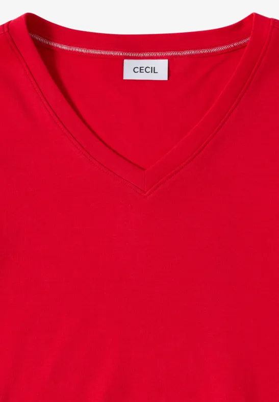 Damen Basic T-Shirt mit V-Ausschnitt