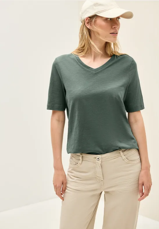 Damen Basic V-Ausschnitt T-Shirt