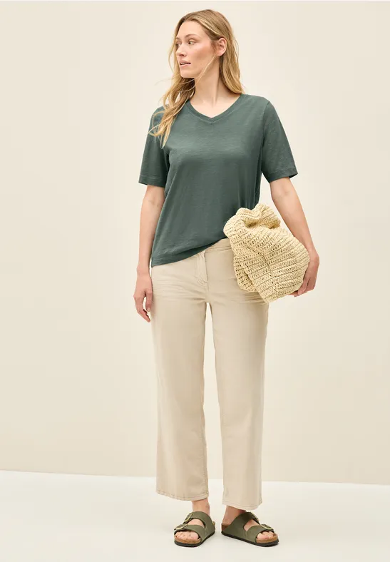 Damen Basic V-Ausschnitt T-Shirt
