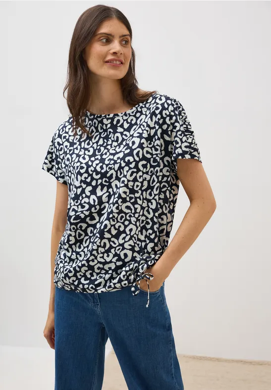 Damen T-Shirt mit Grafikdruck und Kordelzug