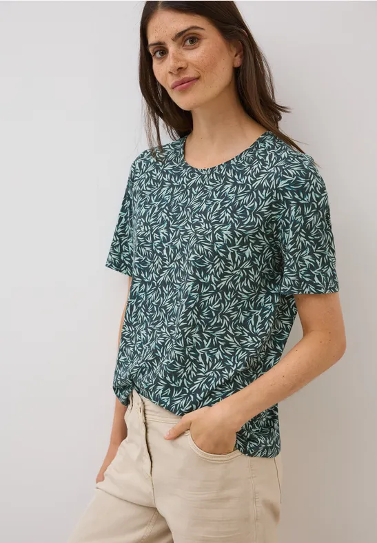 T-Shirt mit Blättermuster und lockerer Passform