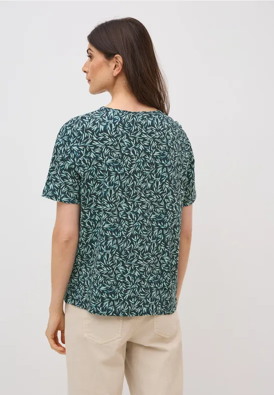 T-Shirt mit Blättermuster und lockerer Passform