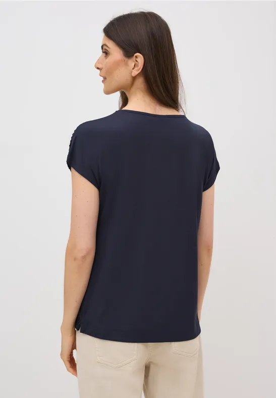 Strukturmix T-Shirt mit U-Boot-Ausschnitt