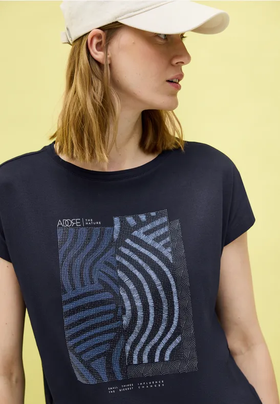 T-Shirt mit Grafikprint aus Baumwollmischung