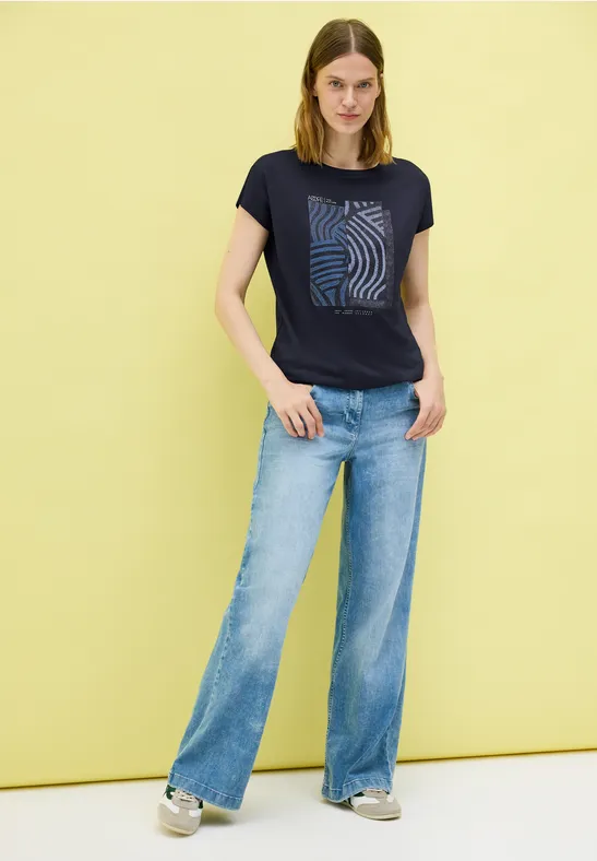 T-Shirt mit Grafikprint aus Baumwollmischung
