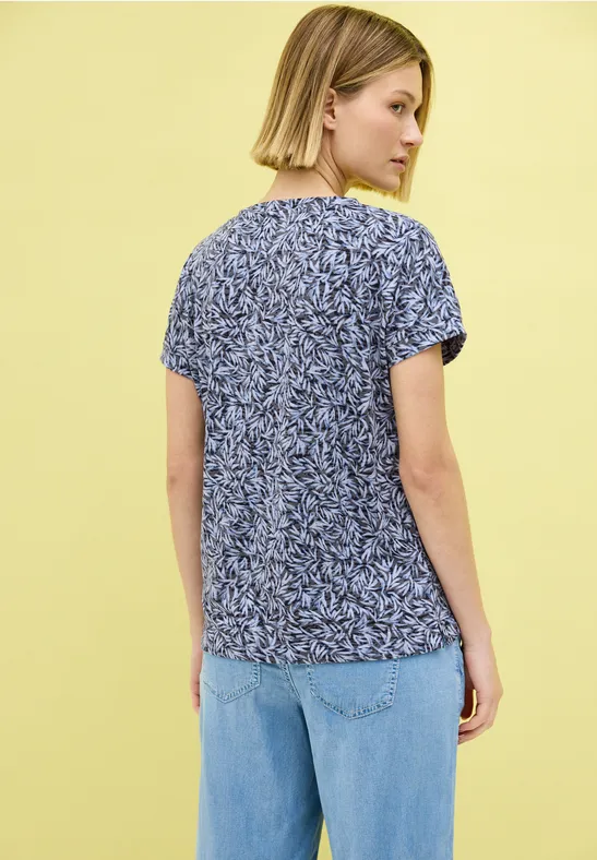 Semitransparentes Shirt mit Blätterprint und lockerer Passform