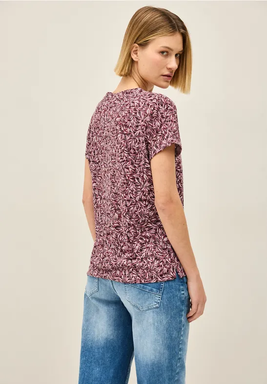Bedrucktes, semitransparentes Ausbrenner-T-Shirt