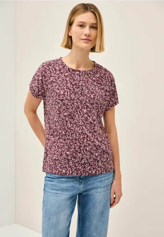 Bedrucktes, semitransparentes Ausbrenner-T-Shirt