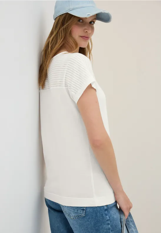 T-Shirt mit Rundhalsausschnitt und Burn-Out-Details