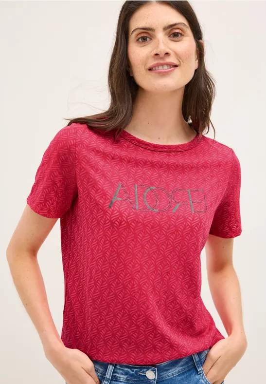 Kurzärmeliges T-Shirt mit Texturstrick