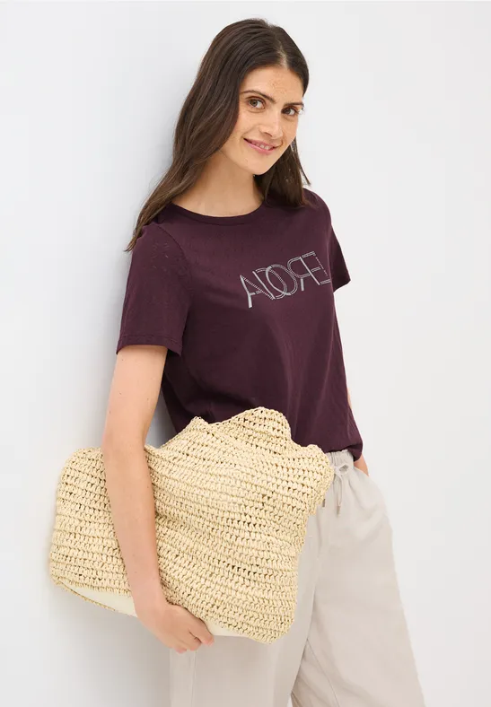 Kurzärmeliges T-Shirt mit Texturstrick