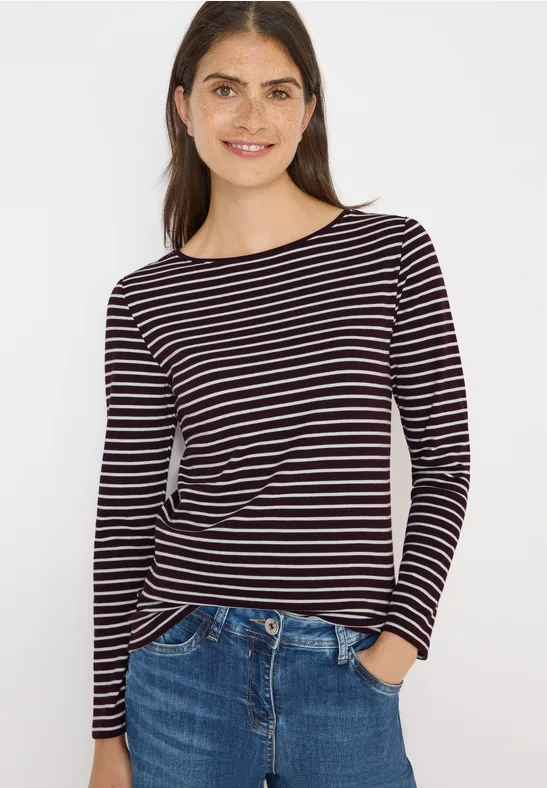 Gestreiftes Langarm-Essential-Top