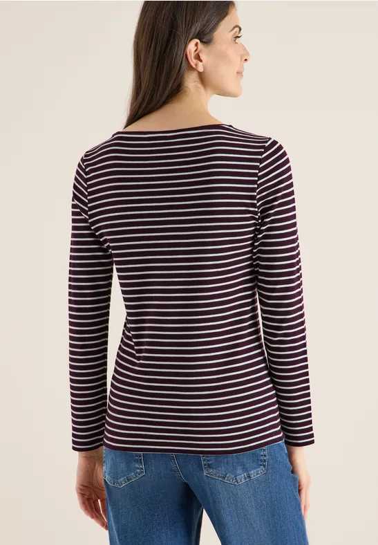Gestreiftes Langarm-Essential-Top