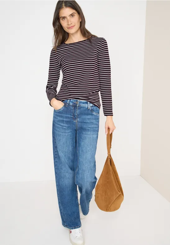 Gestreiftes Langarm-Essential-Top