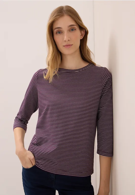 Gestreiftes Langarm-Essential-Top