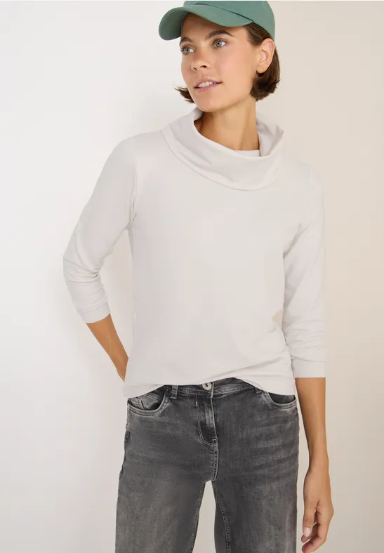 Locker geschnittenes Langarmshirt mit Wasserfallausschnitt