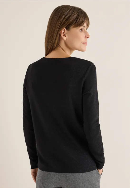 Schimmerndes Langarm-Jersey-Top