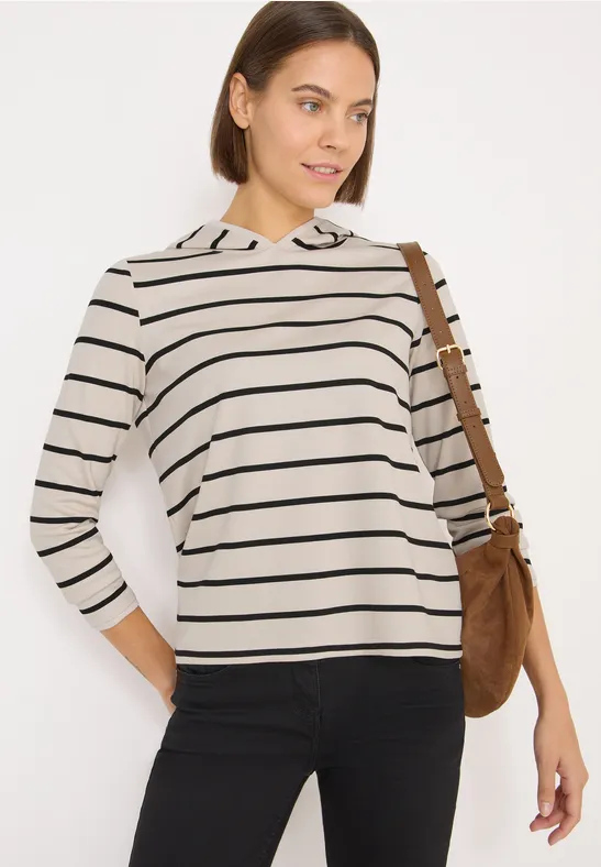 Gestreiftes Kapuzenshirt mit langen Ärmeln