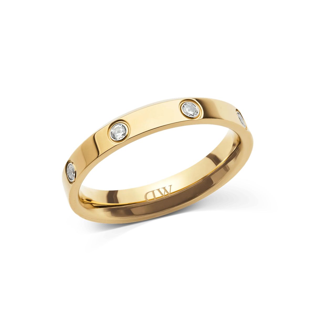 Klassischer Goldring mit Kristallverzierung