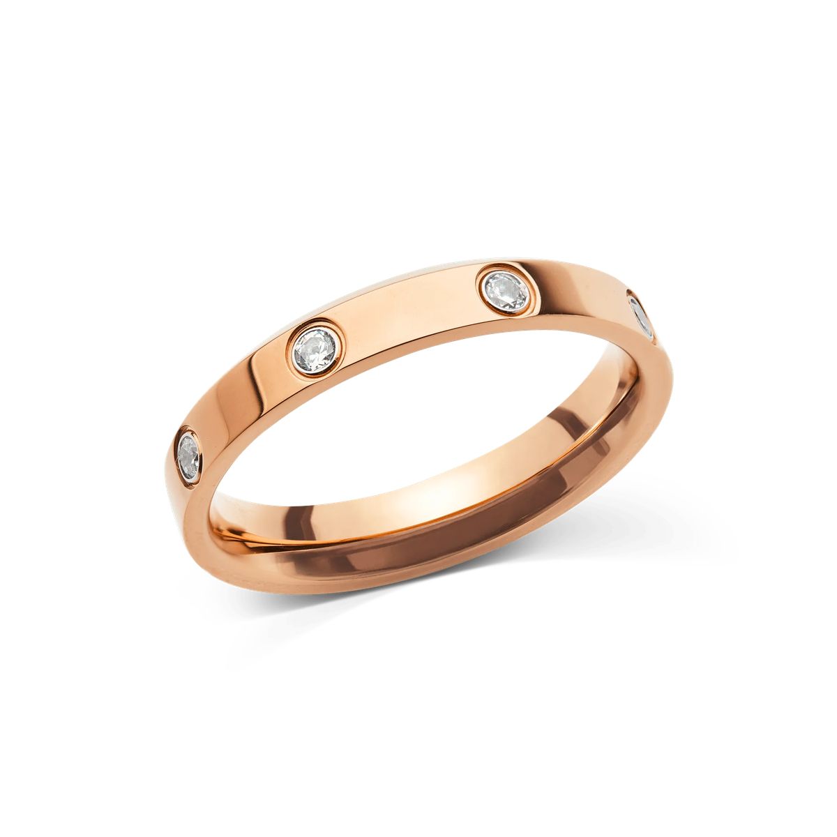 Rosegoldener Ring mit Kristallakzenten