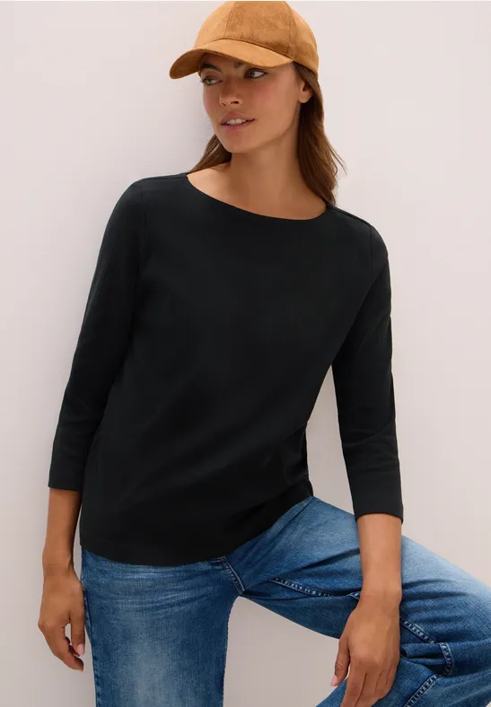 Basic U-Boot-Ausschnitt 3/4-Arm Shirt