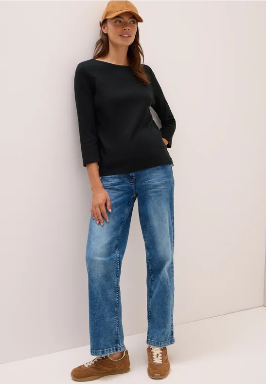 Basic U-Boot-Ausschnitt 3/4-Arm Shirt