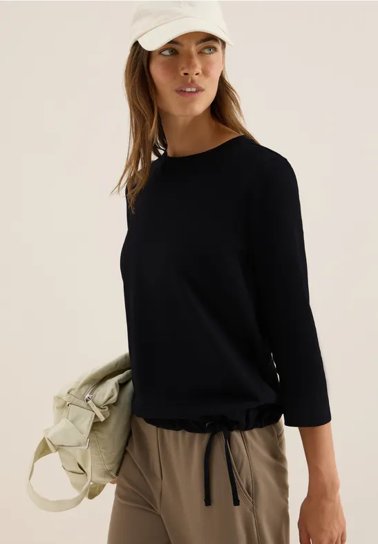 Lässiges Slub-Strickoberteil mit Kordelzug