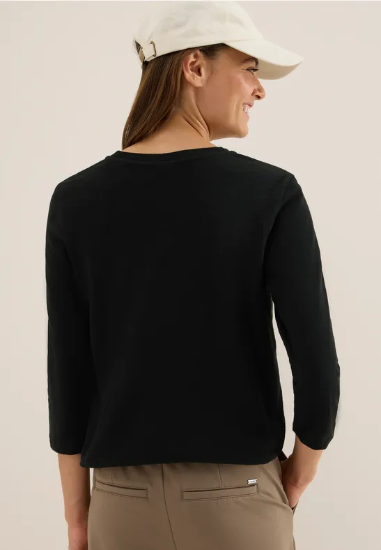 Lässiges Slub-Strickoberteil mit Kordelzug
