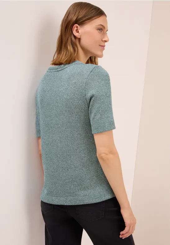 Leichtes Shirt in Strickoptik mit kurzen Ärmeln