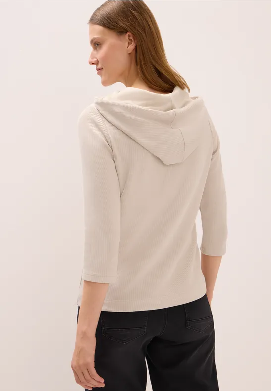 Hoodie mit Rippstrick und 3/4 Ärmeln