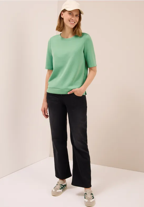 Weiches Cupro-Touch Rundhals T-Shirt