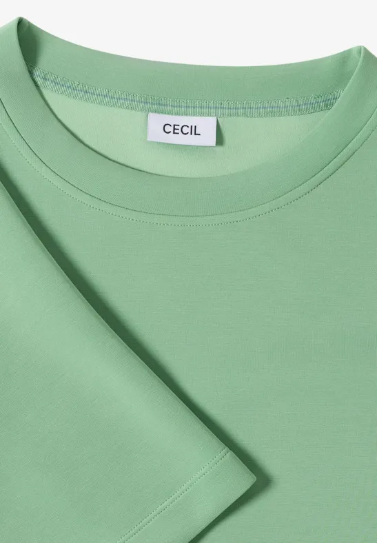 Weiches Cupro-Touch Rundhals T-Shirt
