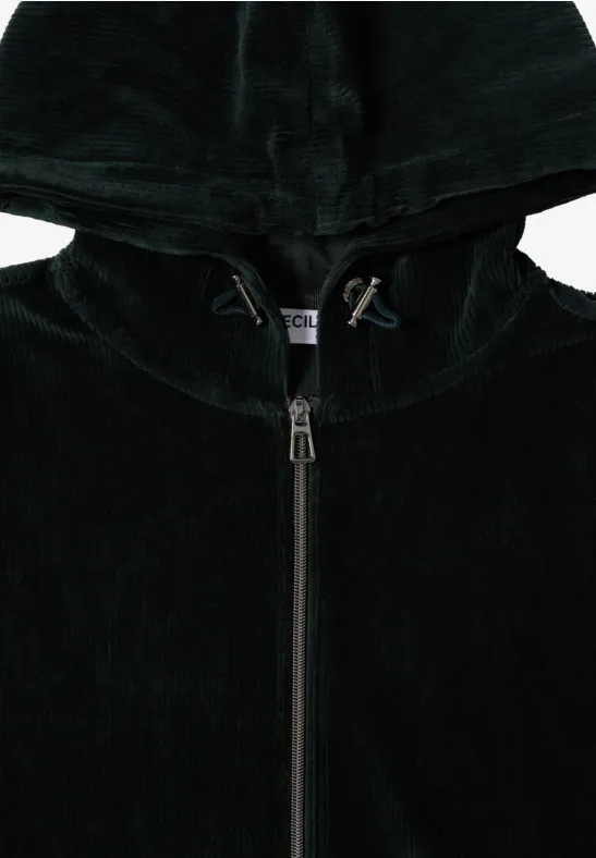 Lässige Cord-Kapuzenjacke mit Reißverschluss