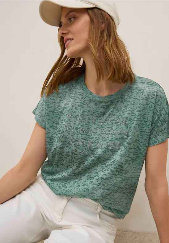 Grünes Burn-Out Wording T-Shirt