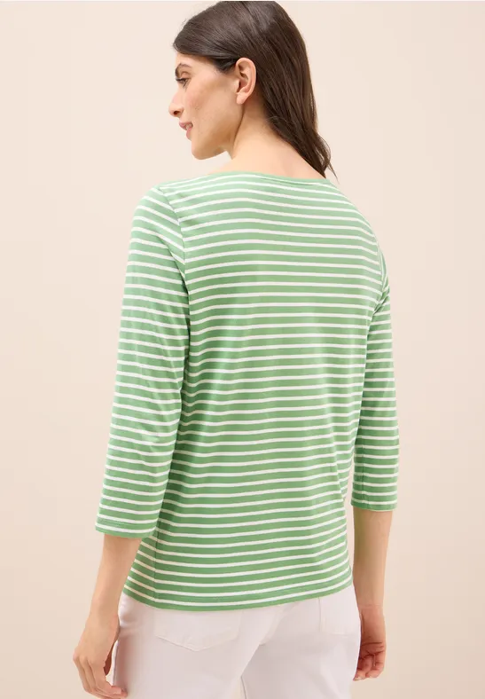 Gestreiftes 3/4-Arm Shirt mit U-Boot-Ausschnitt
