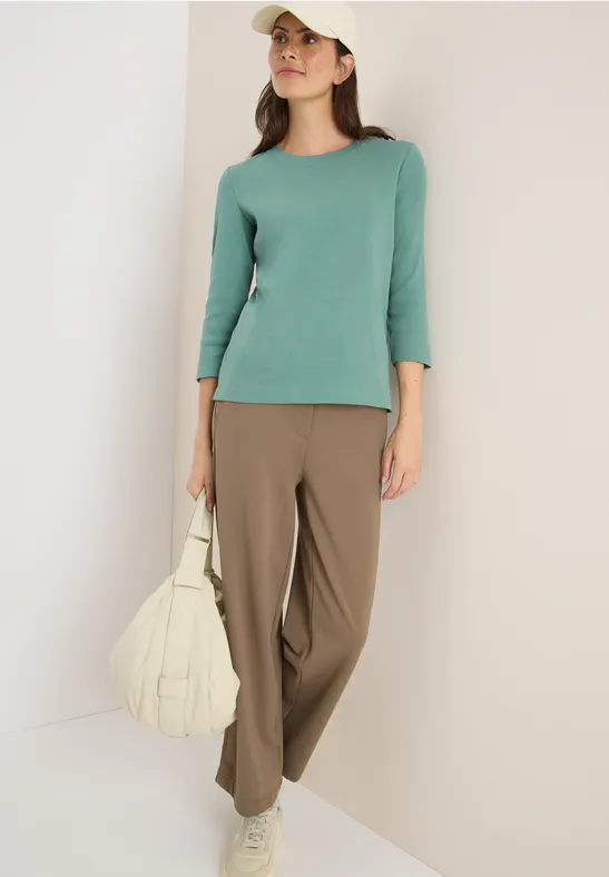 Geripptes 3/4-Arm T-Shirt